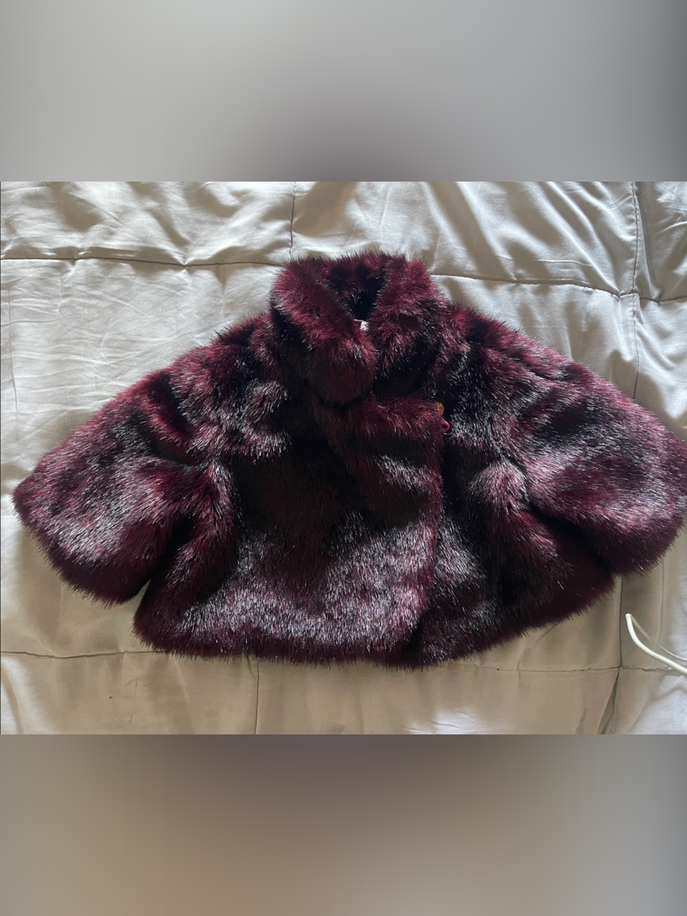 Ted Baker Girls' Faux Fur Cape Coat in Deep Wine